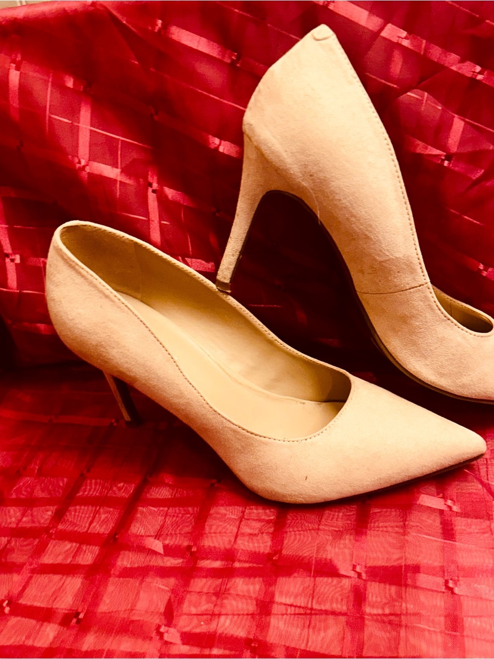 Marc Fisher Nude Pointed-Toe Suede Pumps